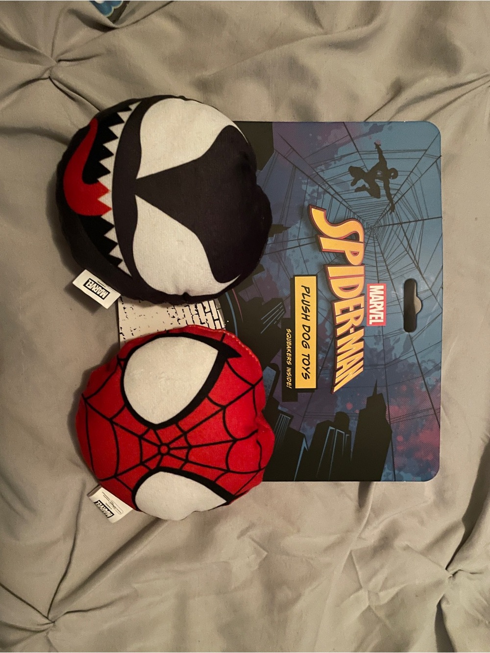 Marvel Spider-Man & Venom Plush Dog Toy Set - Red, Black, White